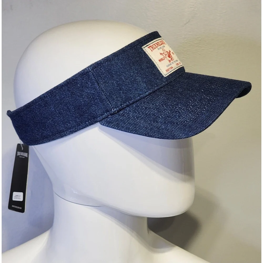 True Religion Buddha Denim Visor‎ Adjustable Strap Hat One Size Unisex Adult